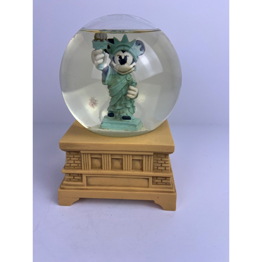 Disney Minnie Mouse Snow Globe Musical‎ Statue Of Liberty Sparkles New York City